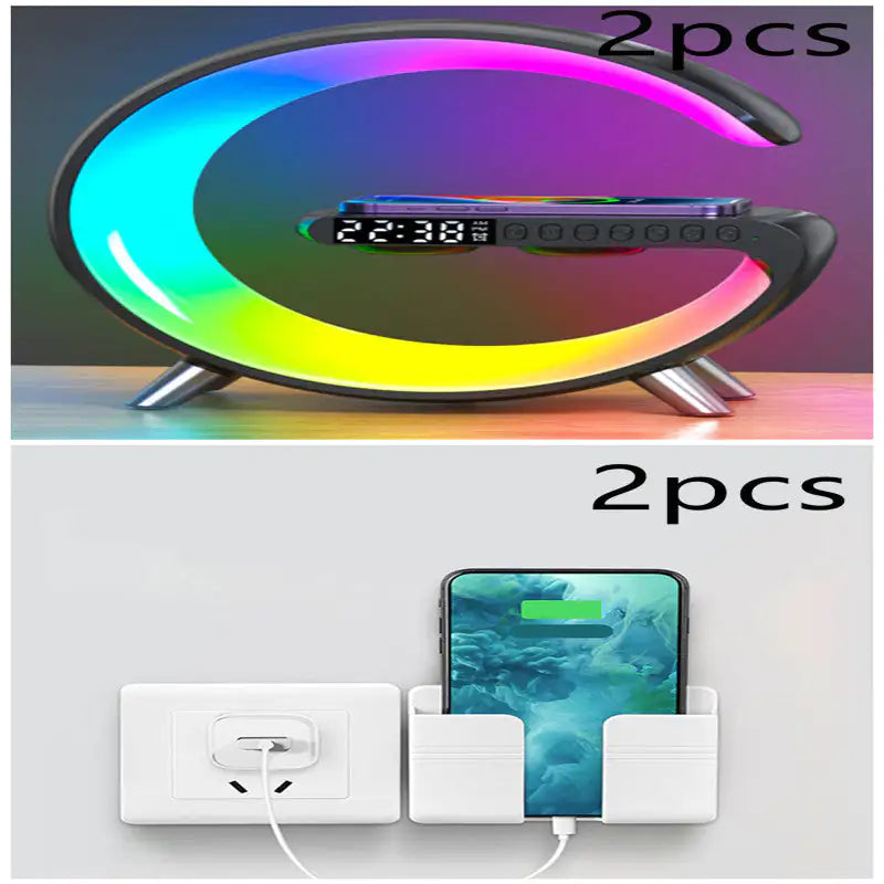 New Intelligent G Shaped LED Lamp Bluetooth Speake Wireless Charger Atmosphere Lamp App Control For Bedroom Home Decor